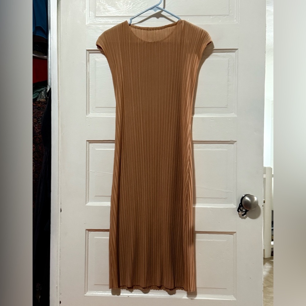 Chic Tan Midi Dress